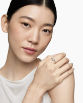 Petite Starburst Ring in Sterling Silver with Diamonds, 10mm